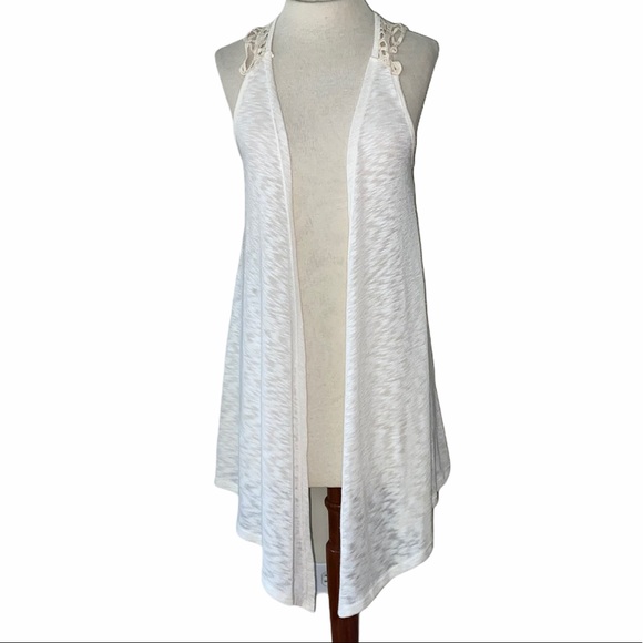 Francesca's Collections Sweaters - Francesca’s Alya Small Beige lace Cardigan Boho